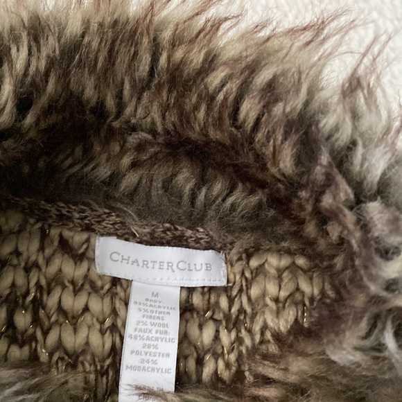 Charter Club Knit Faux Fur Vest Medium - Picture 4 of 6